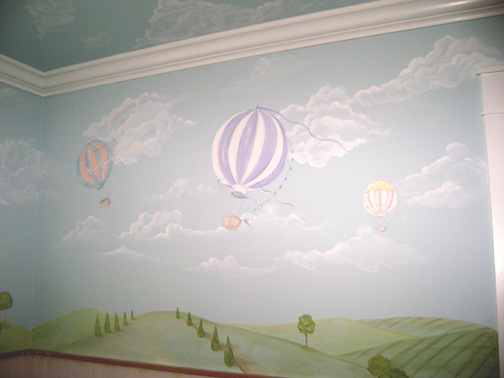 Hot Air Balloon Child Mural