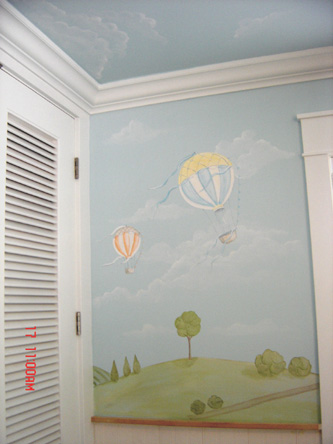 Hot Air Balloon Child Mural