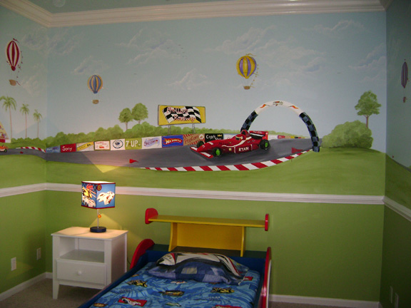 Race Car Child Mural