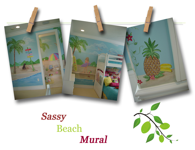 Sassy Beach Mural, Tropical Beach Mural - Children's mural