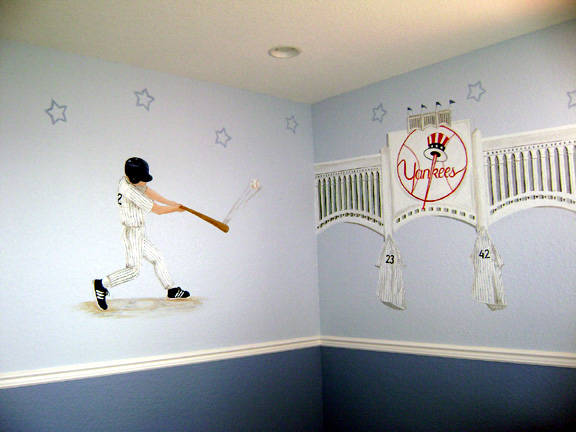 New York Yankees mural for boys